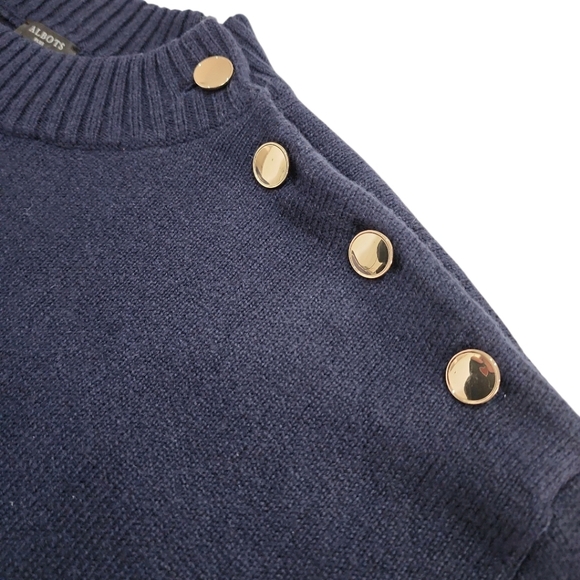 Talbots Knit Sweater Women Sz 1X Button Mock Neck Golden Sequin Deer Christmas - Picture 6 of 9